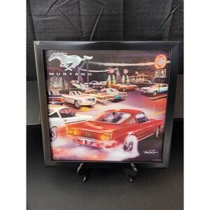 FORD MUSTANG'S 3-D LENTICULAR WOODEN FRAMED MUSTANG CARS PICTURE! 13" Ford Sign